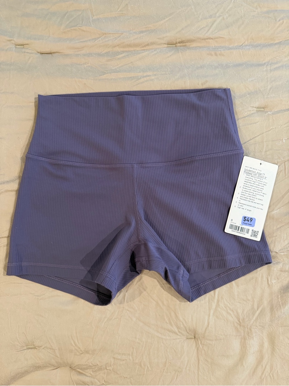 Lululemon HR Align Ribbed Short 4 inch — Grape Mist